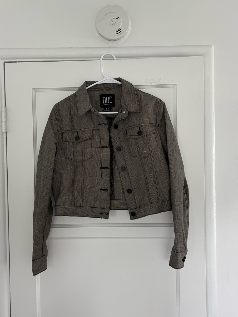 BDG Striped Cropped Denim Jacket